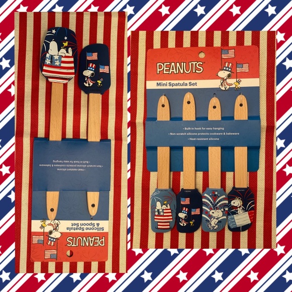 Patriotic Snoopy Mini Spatulas Set Of 4, Snoopy Large Spatula & Spoon Set Of 2 - Picture 1 of 15